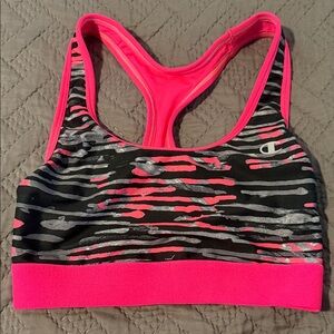 Champion Women's Zebra Print Sports Bra - Pink and Black